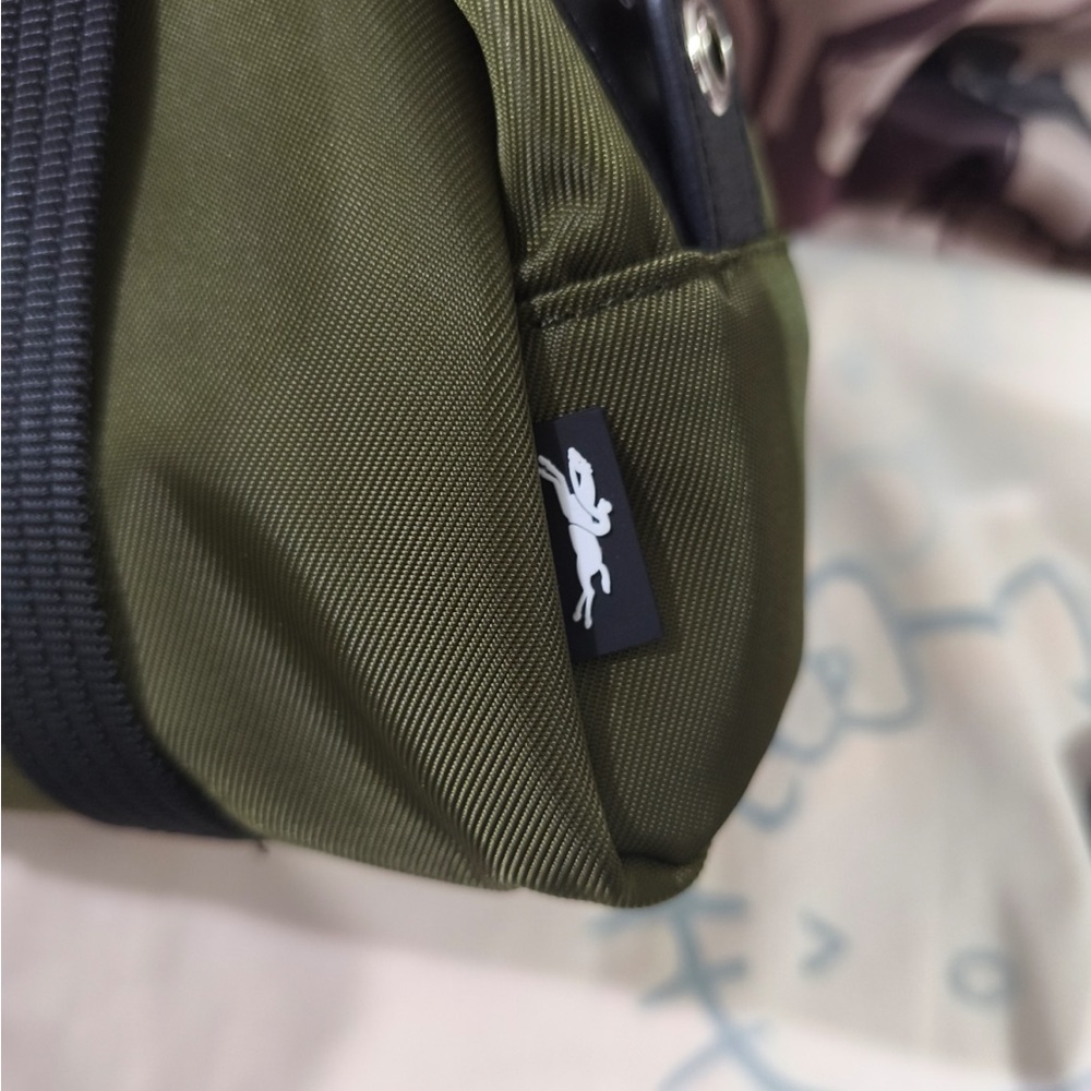 Longchamp Olive Green Canvas Belt Bag with Black Webbing - Picture 7 of 9